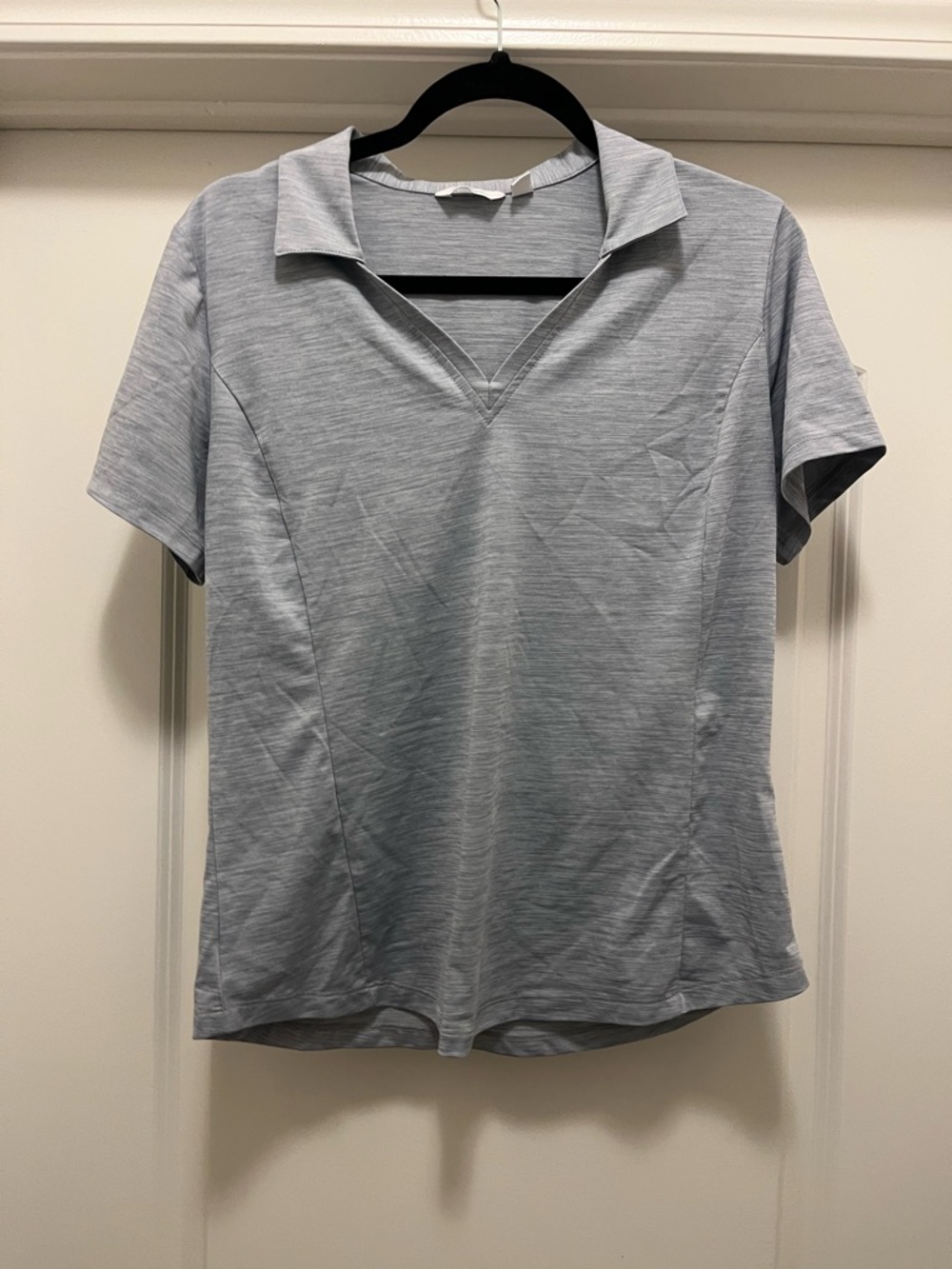Lady Hagen grey Short Sleeve V-Neck Polo Top
